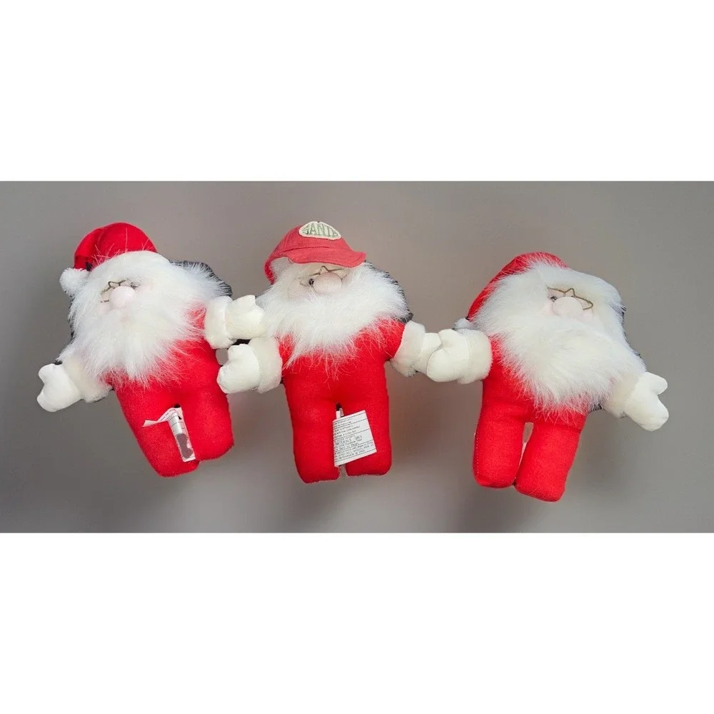VTG Set of 3 Santa Claus 9 in x 7 1/2‎ in 1995 plush toy Joelson Industries